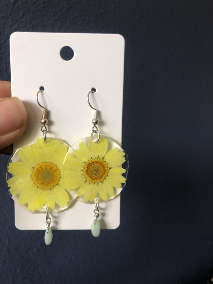 Yellow Daisies with amazonite dangle - Image 2