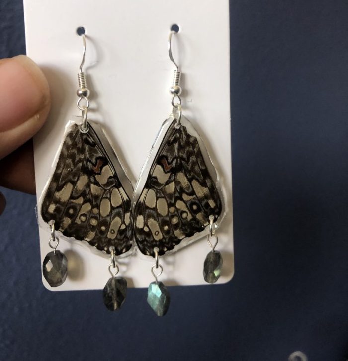 Butterfly wings with labradorite dangle